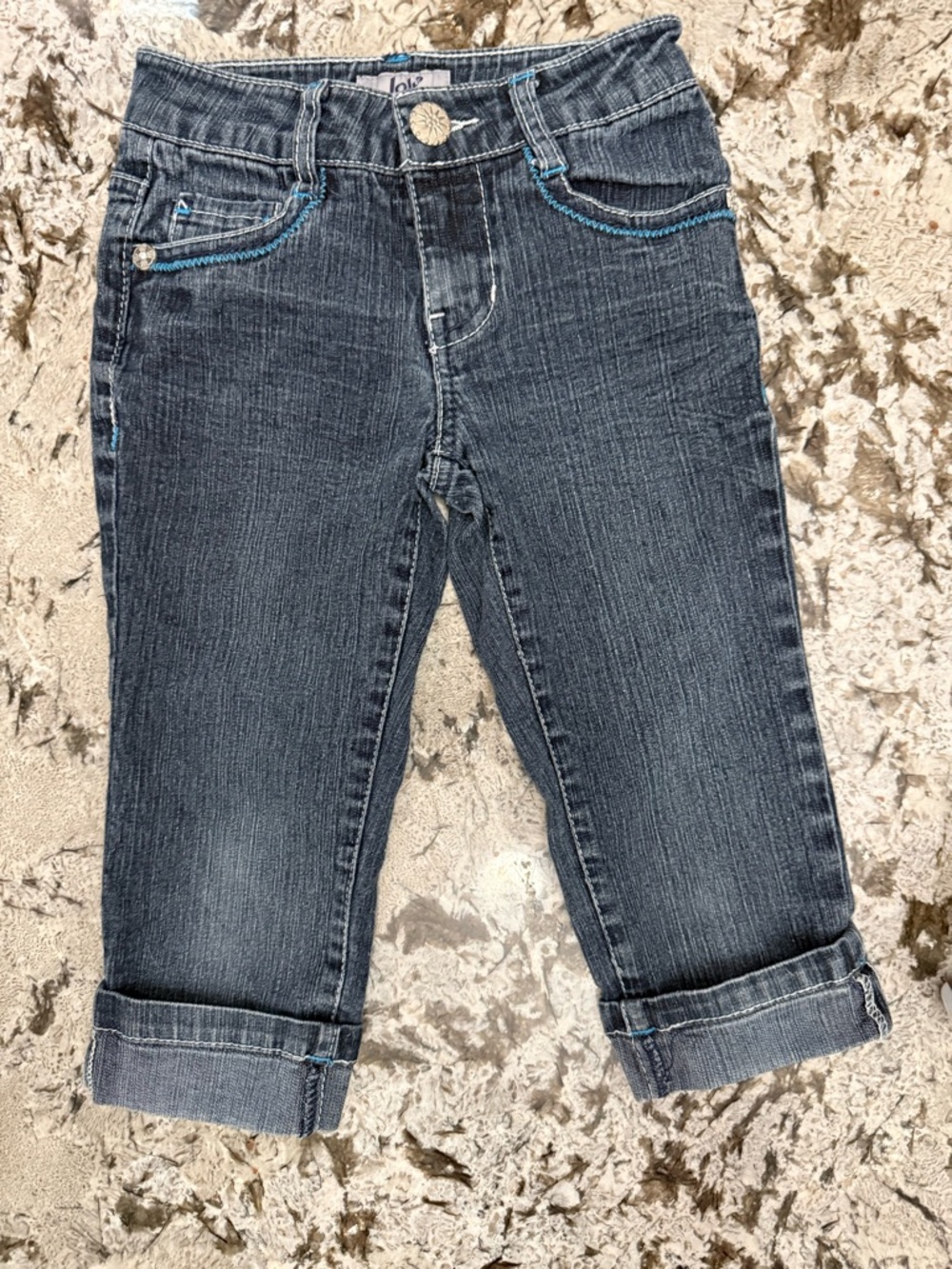 Jolt Dark Blue Cropped Roll-Cuff capri Jeans